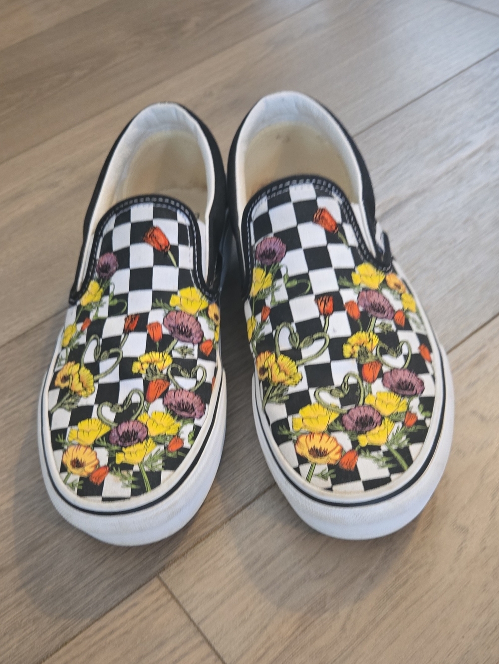 Vans Unisex Slip On Sneakers Poppy Checkerboard Womens US Sz 8 Mens US 6.5 - Picture 7 of 8